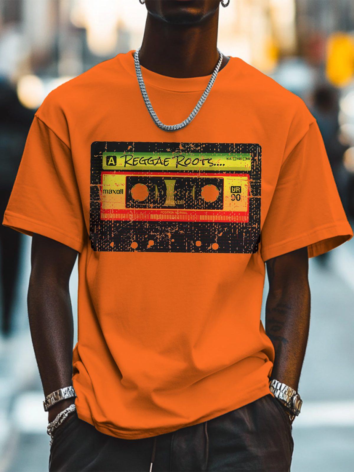Men's Reggae Roots Tapes Print Cotton Casual T-Shirt-Styleame