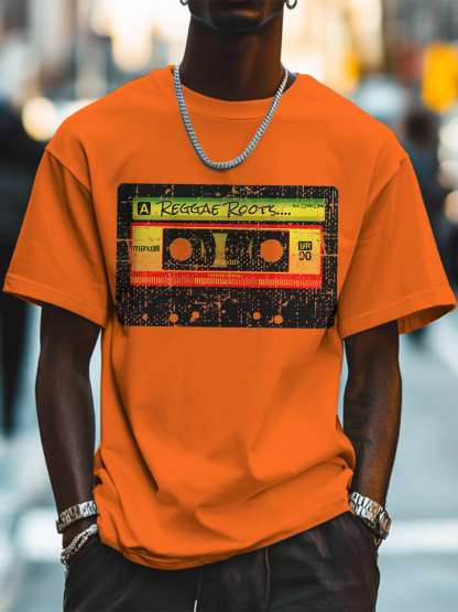 Men's Reggae Roots Tapes Print Cotton Casual T-Shirt-Styleame