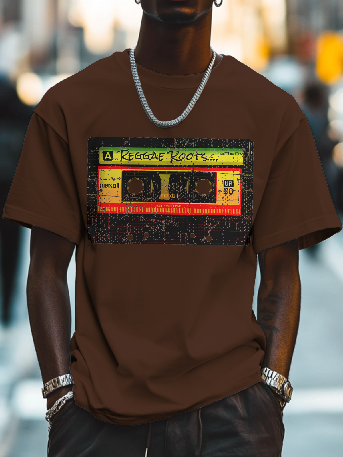 Men's Reggae Roots Tapes Print Cotton Casual T-Shirt-Styleame