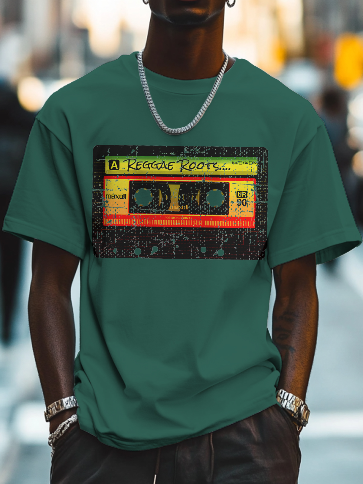 Men's Reggae Roots Tapes Print Cotton Casual T-Shirt-Styleame