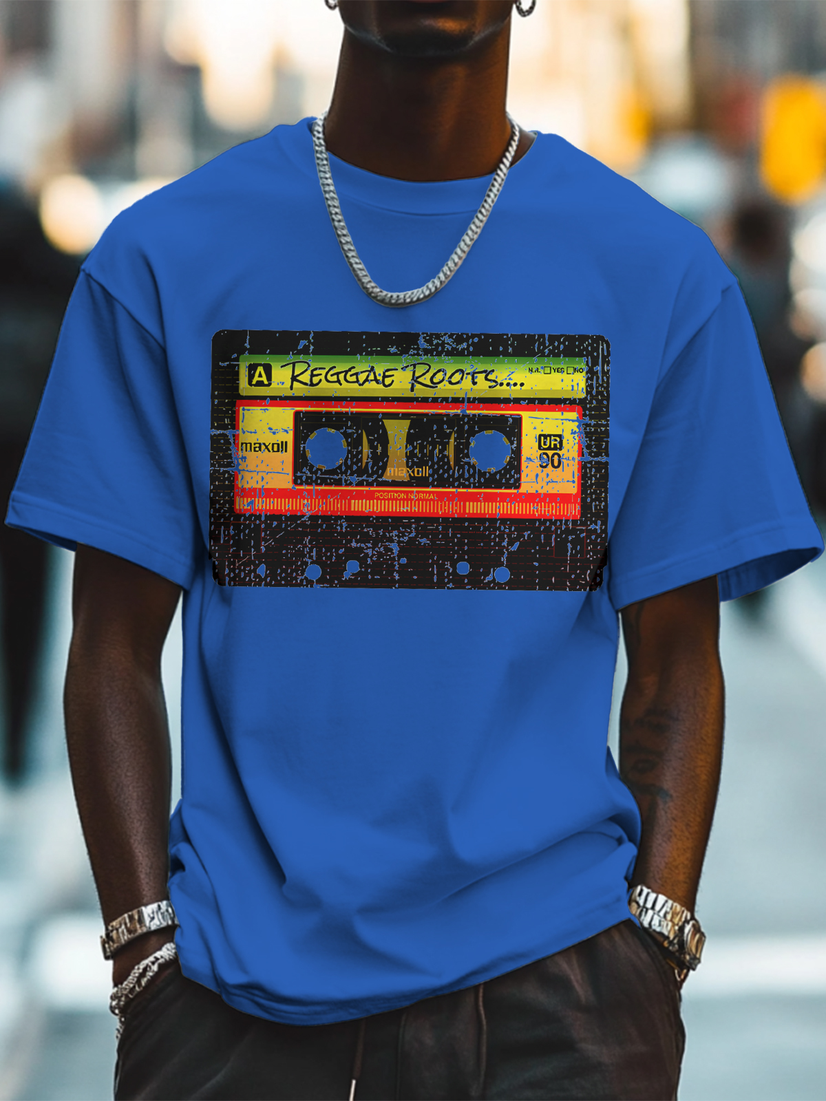 Men's Reggae Roots Tapes Print Cotton Casual T-Shirt-Styleame
