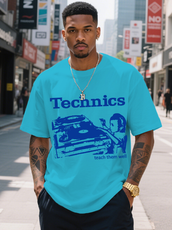 Men's Technics Teach Them Well Print Cotton Casual T-Shirt-Styleame