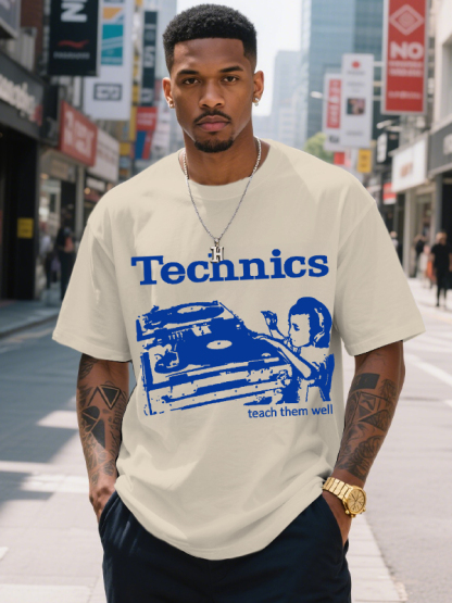 Men's Technics Teach Them Well Print Cotton Casual T-Shirt-Styleame