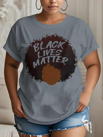 Women's Black Lives Matter Graphic Print Cotton Casual T-Shirt-Styleame
