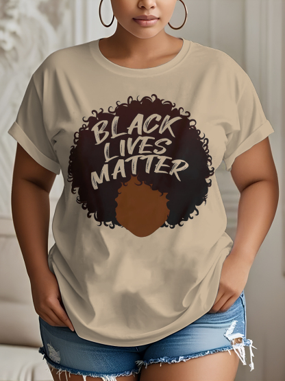 Women's Black Lives Matter Graphic Print Cotton Casual T-Shirt-Styleame