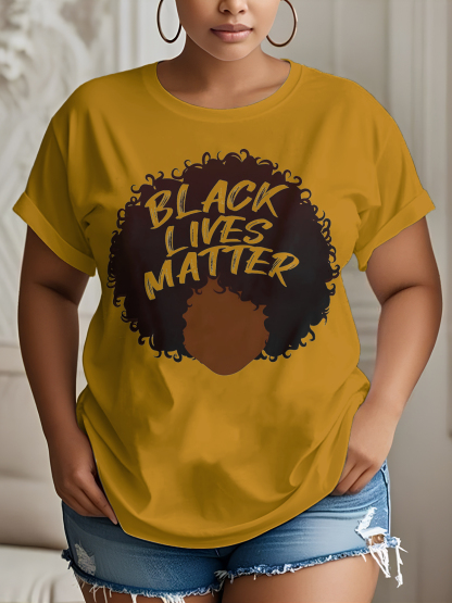 Women's Black Lives Matter Graphic Print Cotton Casual T-Shirt-Styleame