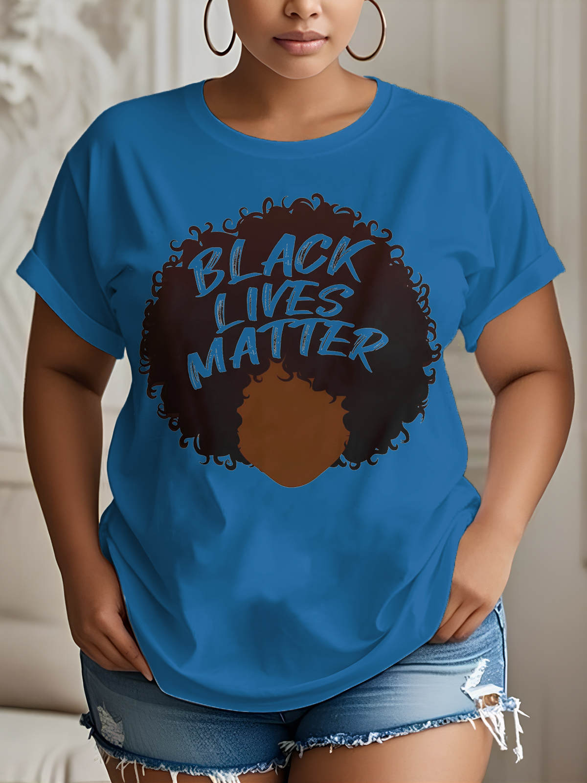 Women's Black Lives Matter Graphic Print Cotton Casual T-Shirt-Styleame