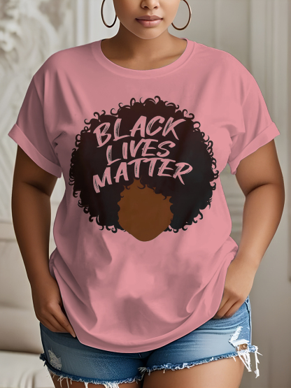 Women's Black Lives Matter Graphic Print Cotton Casual T-Shirt-Styleame