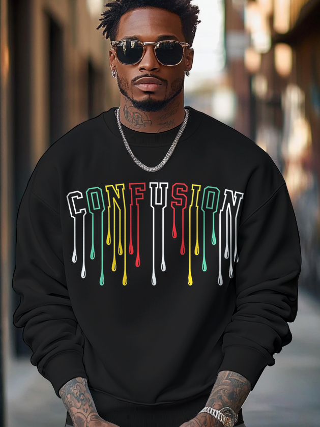Men's Confusion Art Print Cotton Casual Sweatshirt-Styleame