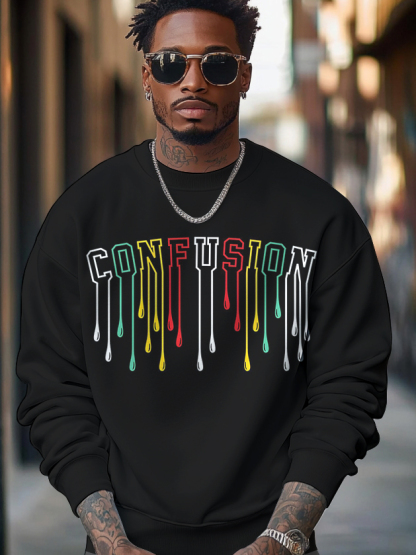 Men's Confusion Art Print Cotton Casual Sweatshirt-Styleame