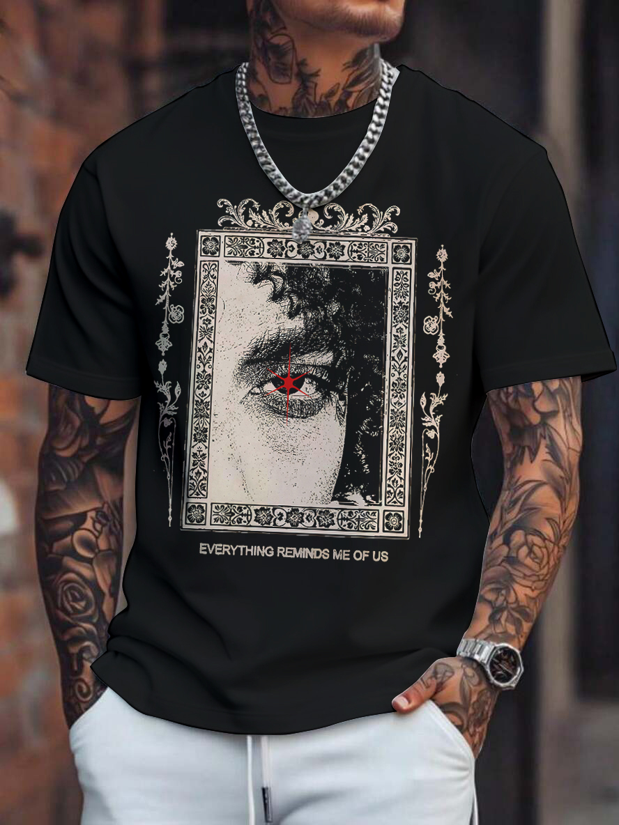 Men's Everything Reminds Me Of Us Print Cotton Casual T-Shirt-Styleame