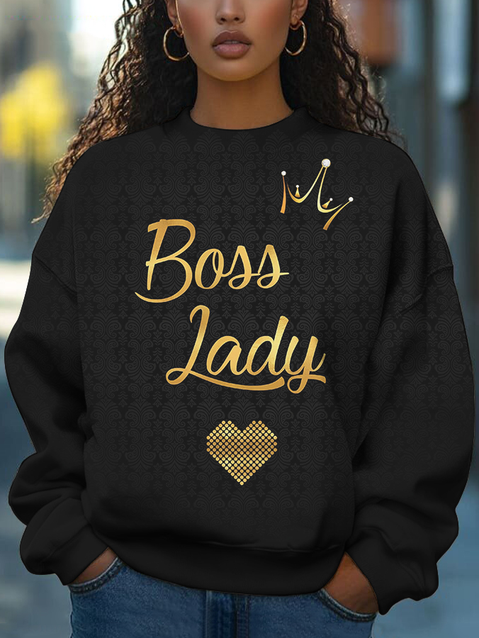 Women's Boss Lady Art Print Casual Sweatshirt-Styleame