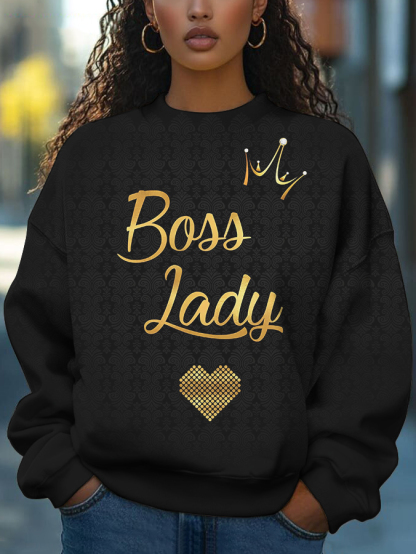 Women's Boss Lady Art Print Casual Sweatshirt-Styleame