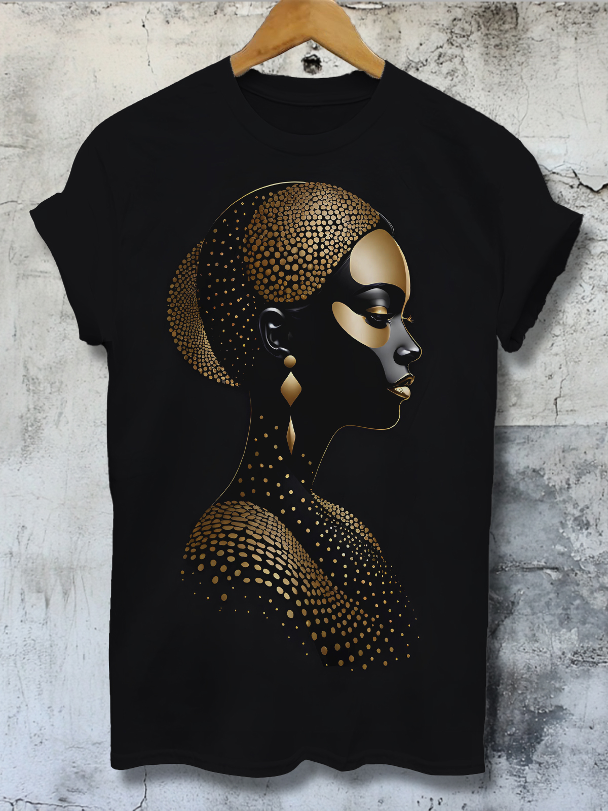 Women's Polka Dot Woman's Side Face Art Print Casual T-Shirt-Styleame