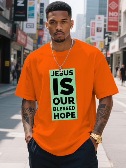 Men's Jesus Is Our Blessed Hope Print Cotton Casual T-Shirt-Styleame