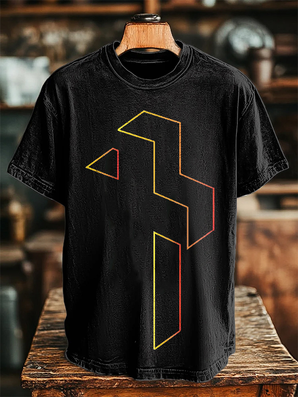 Men's Christian Cross Print Cotton Casual T-Shirt-Styleame