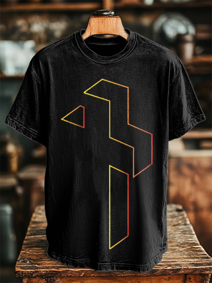 Men's Christian Cross Print Cotton Casual T-Shirt-Styleame