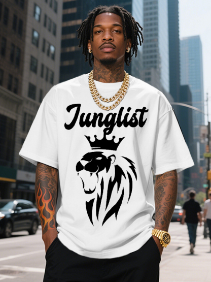 Men's Junglist The Lion King Print Cotton Casual T-Shirt-Styleame