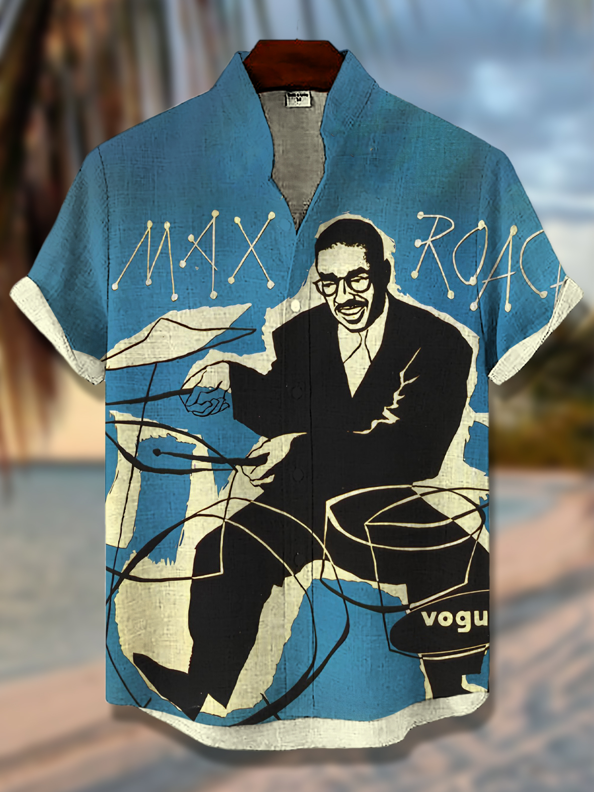 Men's Jazz Drummer Max Roach Print Short Sleeve Shirt-Styleame