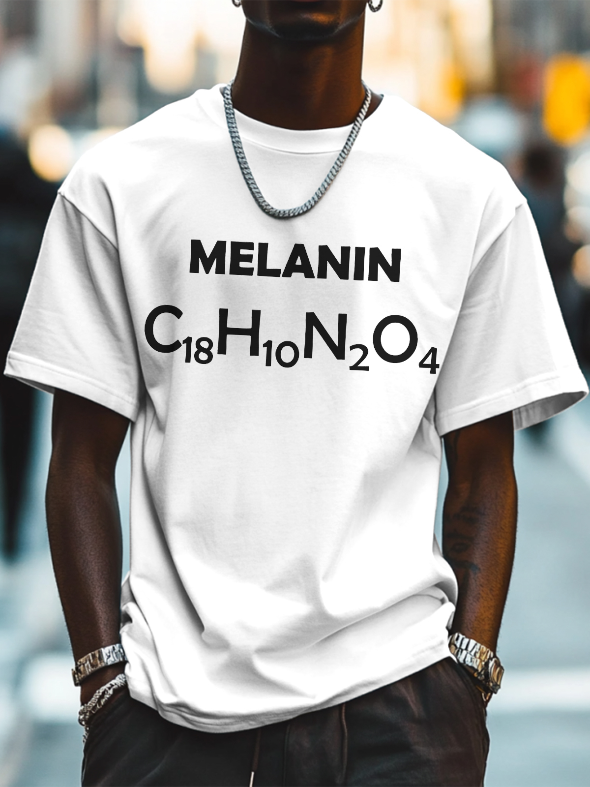 Men's Melanin Print Cotton Casual T-Shirt-Styleame