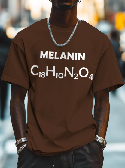 Men's Melanin Print Cotton Casual T-Shirt-Styleame