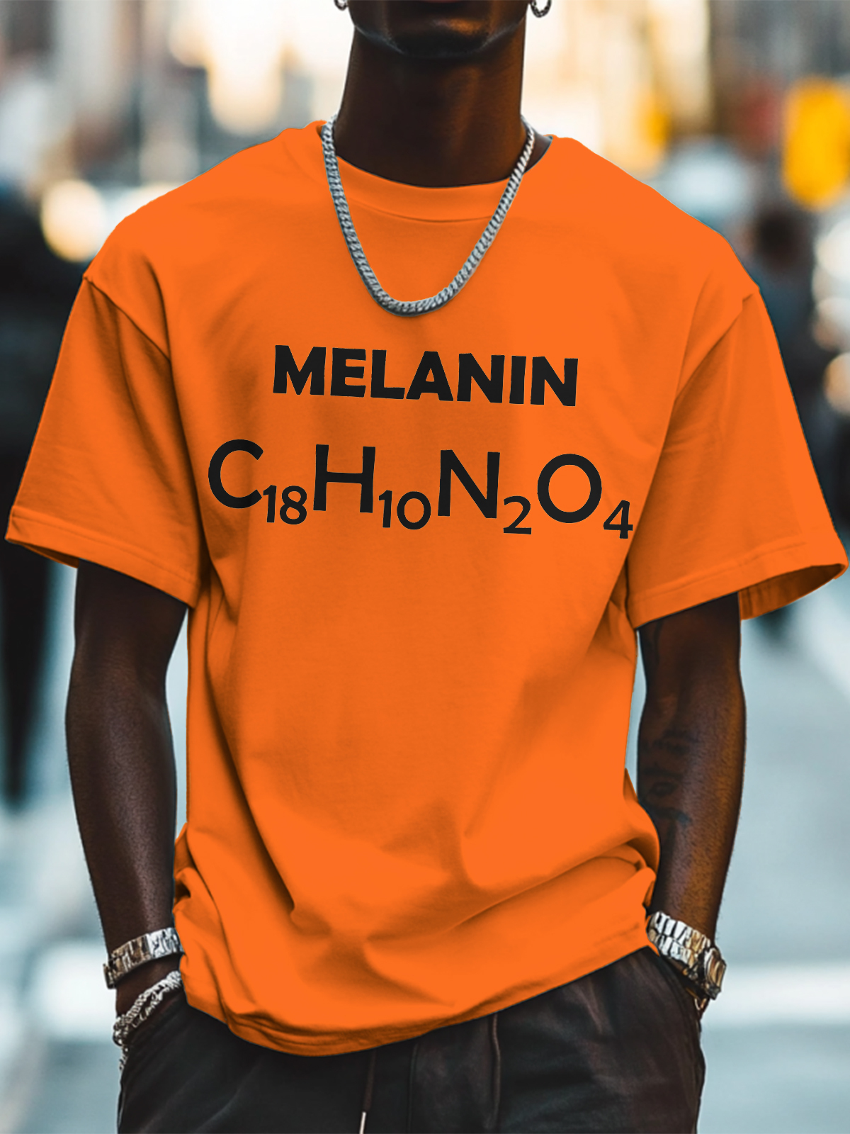 Men's Melanin Print Cotton Casual T-Shirt-Styleame