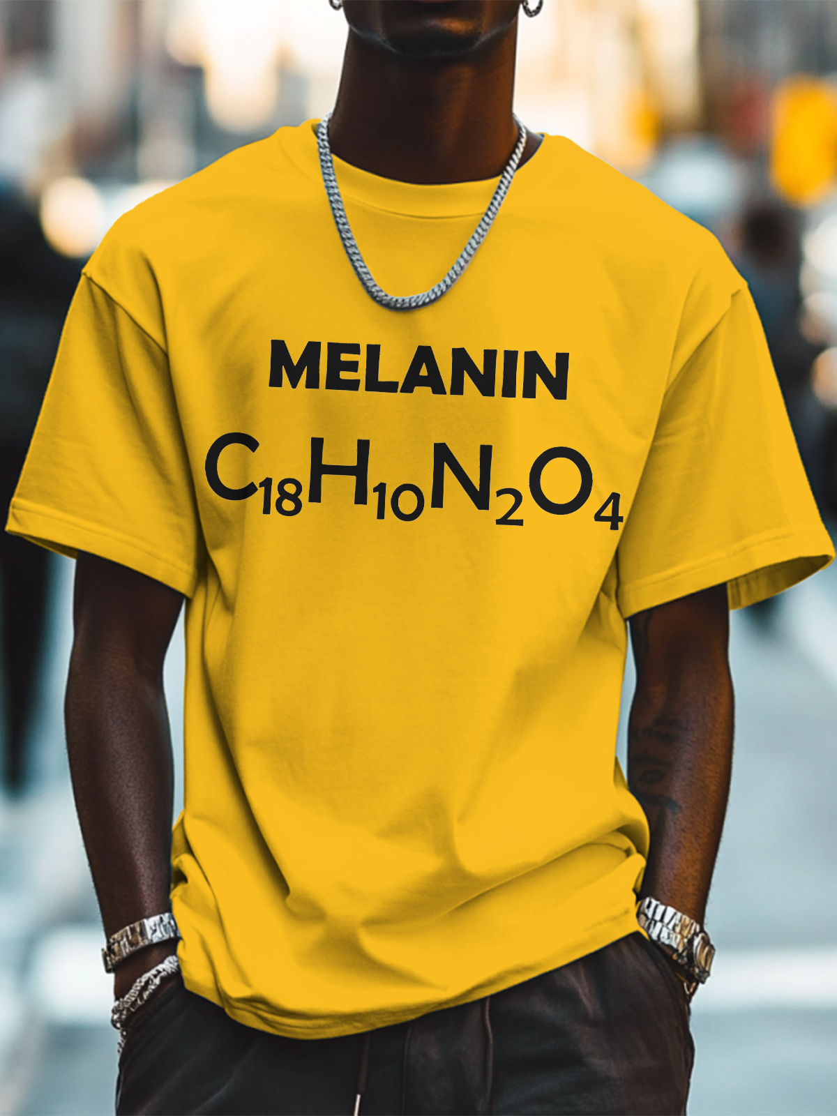 Men's Melanin Print Cotton Casual T-Shirt-Styleame