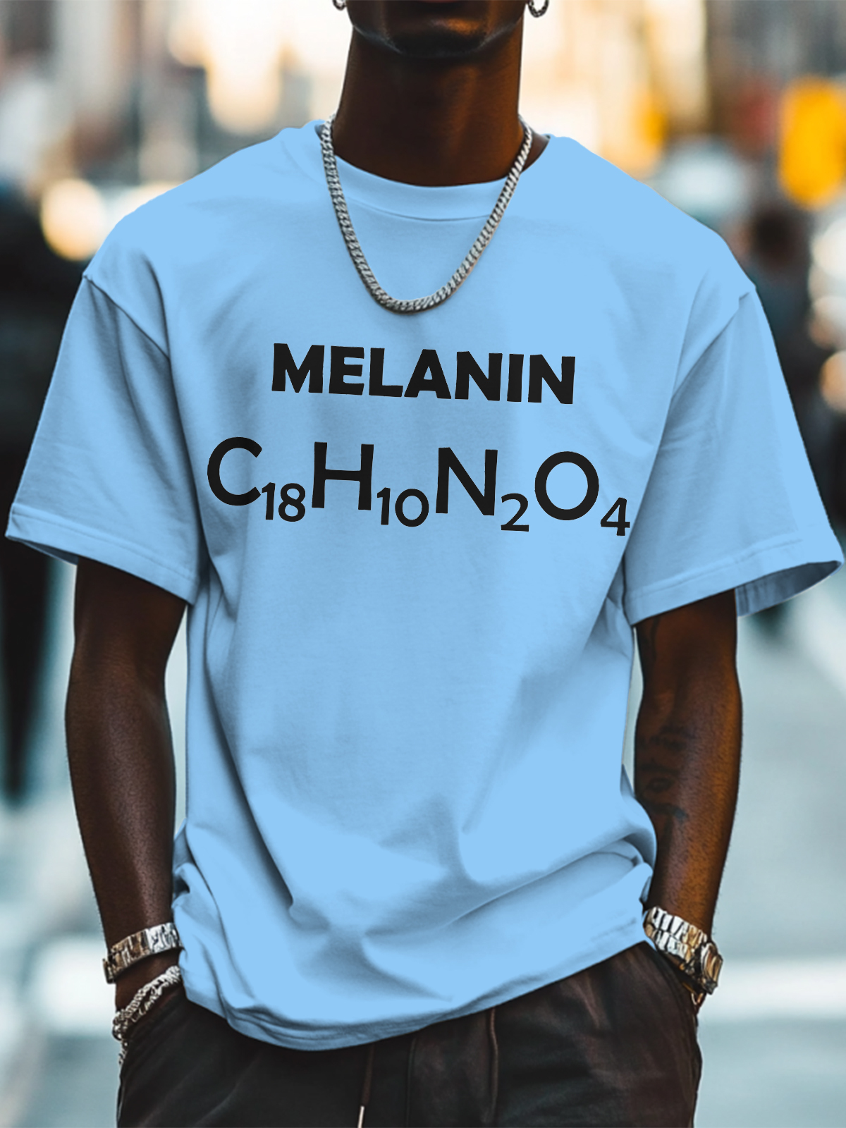 Men's Melanin Print Cotton Casual T-Shirt-Styleame