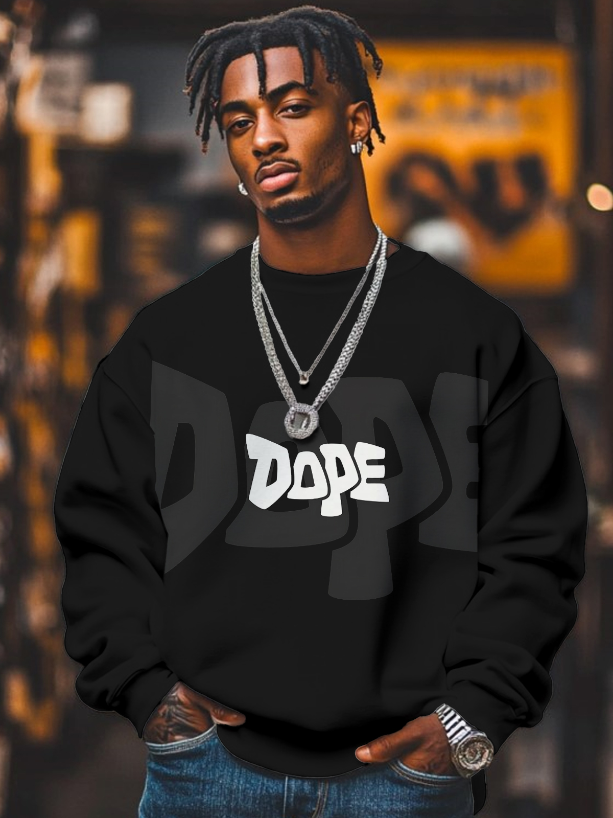 Men's Dope Print Casual Sweatshirt-Styleame