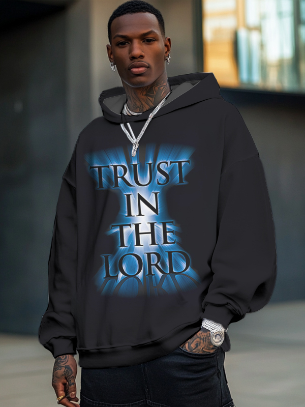 Men's Trust In The Lord Print Casual Hoodie-Styleame