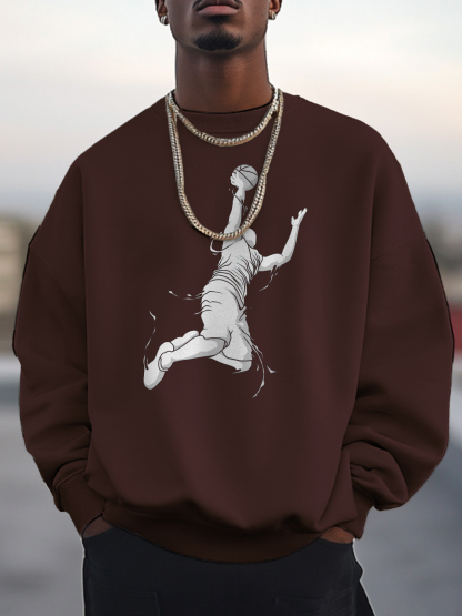 Men's Basketball Player Print Cotton Casual Sweatshirt-Styleame