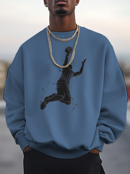Men's Basketball Player Print Cotton Casual Sweatshirt-Styleame