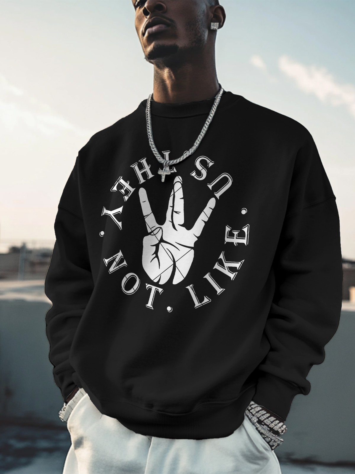 Men's Hiphop They Not Like Us Print Cotton Casual Sweatshirt-Styleame