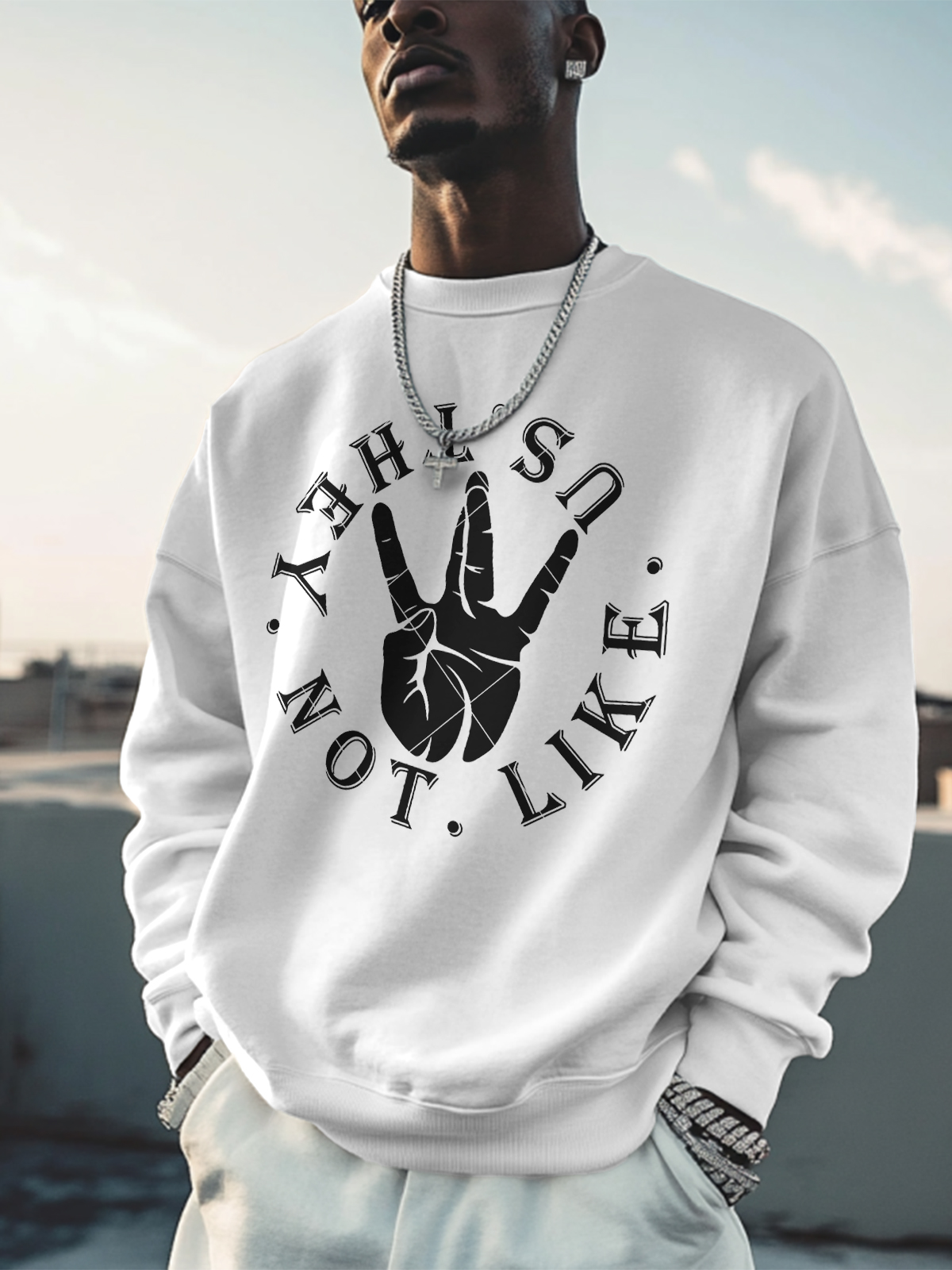 Men's Hiphop They Not Like Us Print Cotton Casual Sweatshirt-Styleame