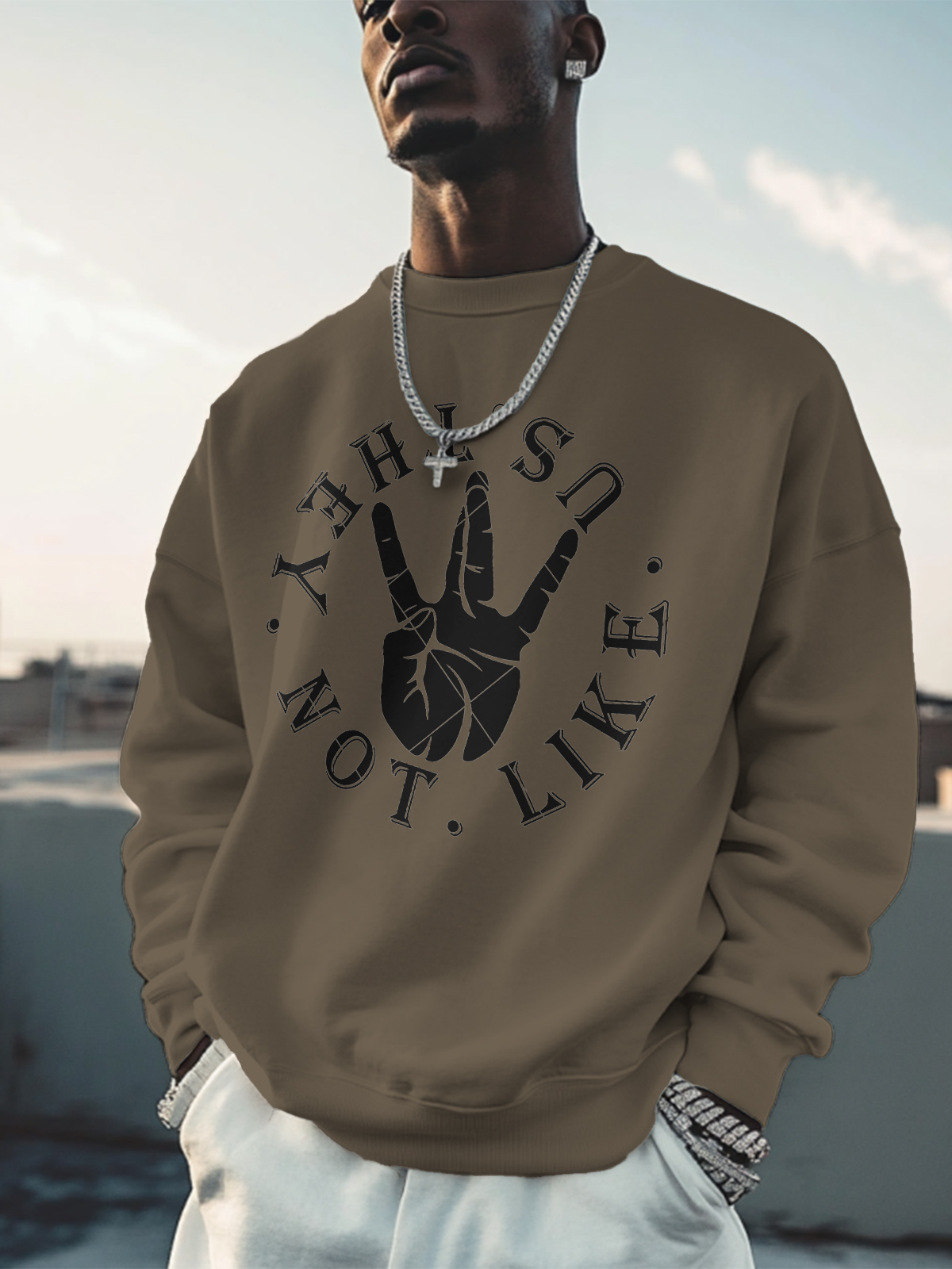 Men's Hiphop They Not Like Us Print Cotton Casual Sweatshirt-Styleame