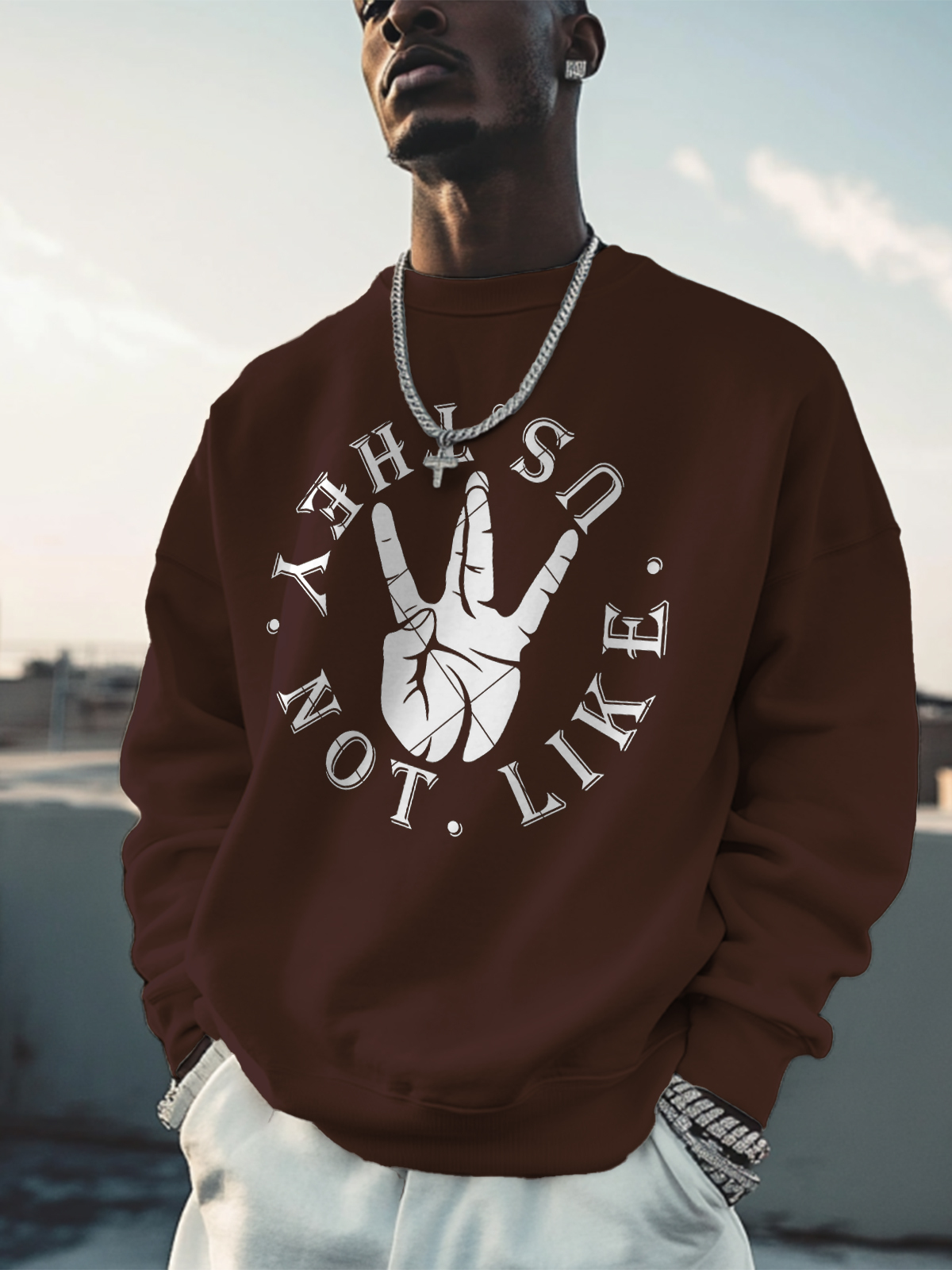 Men's Hiphop They Not Like Us Print Cotton Casual Sweatshirt-Styleame