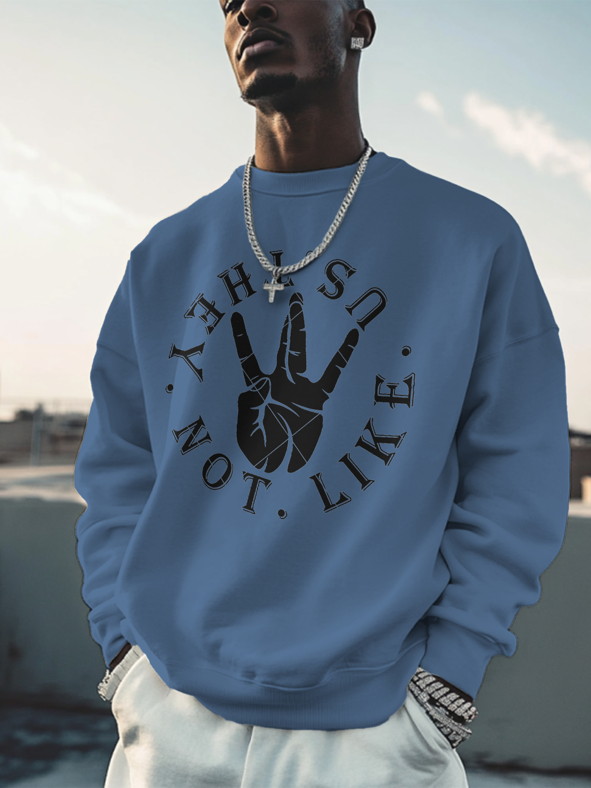 Men's Hiphop They Not Like Us Print Cotton Casual Sweatshirt-Styleame