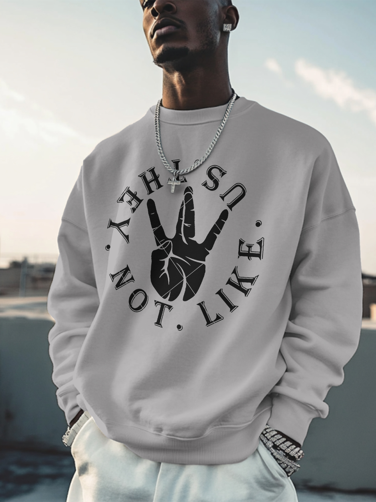 Men's Hiphop They Not Like Us Print Cotton Casual Sweatshirt-Styleame