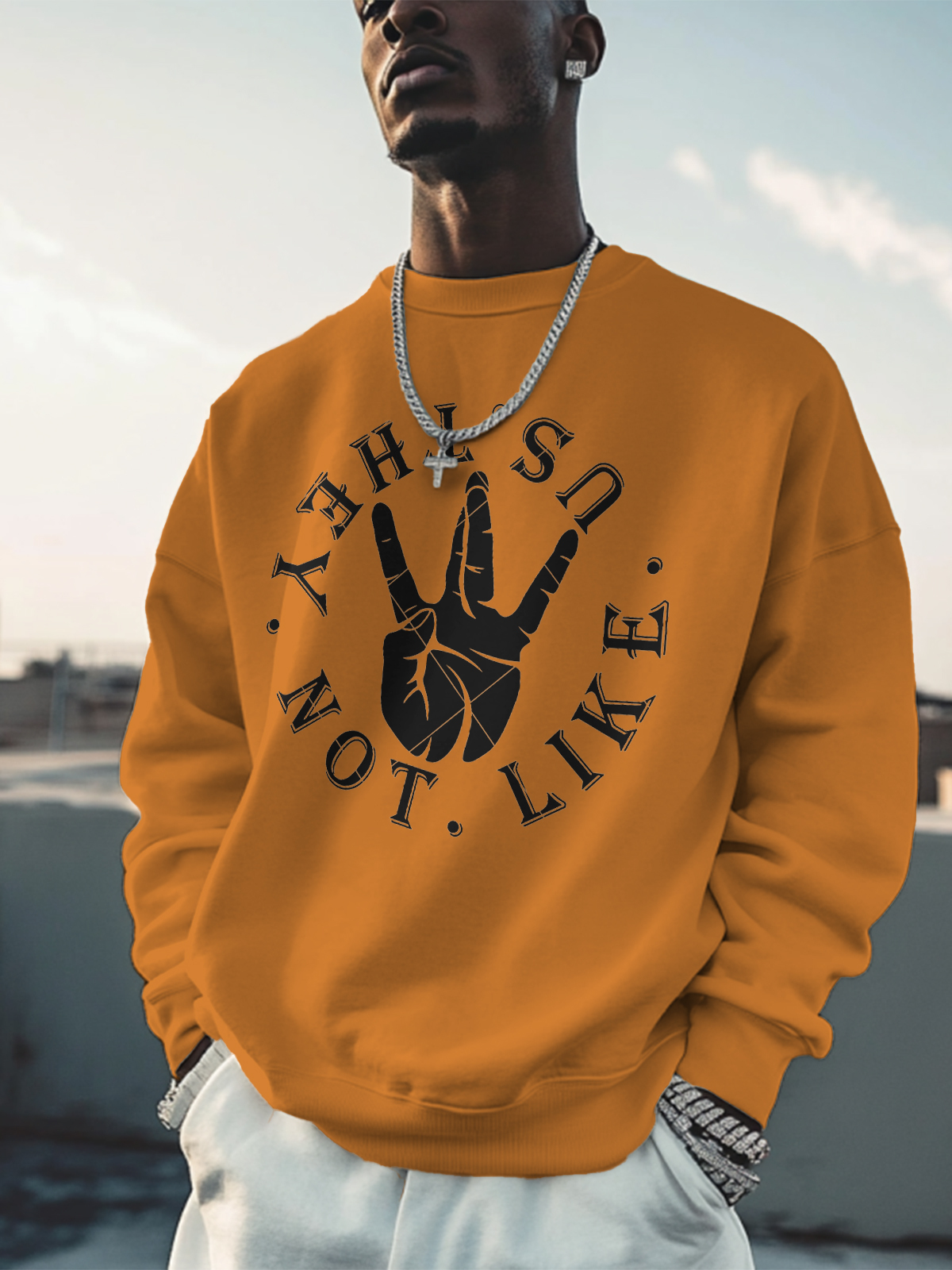Men's Hiphop They Not Like Us Print Cotton Casual Sweatshirt-Styleame