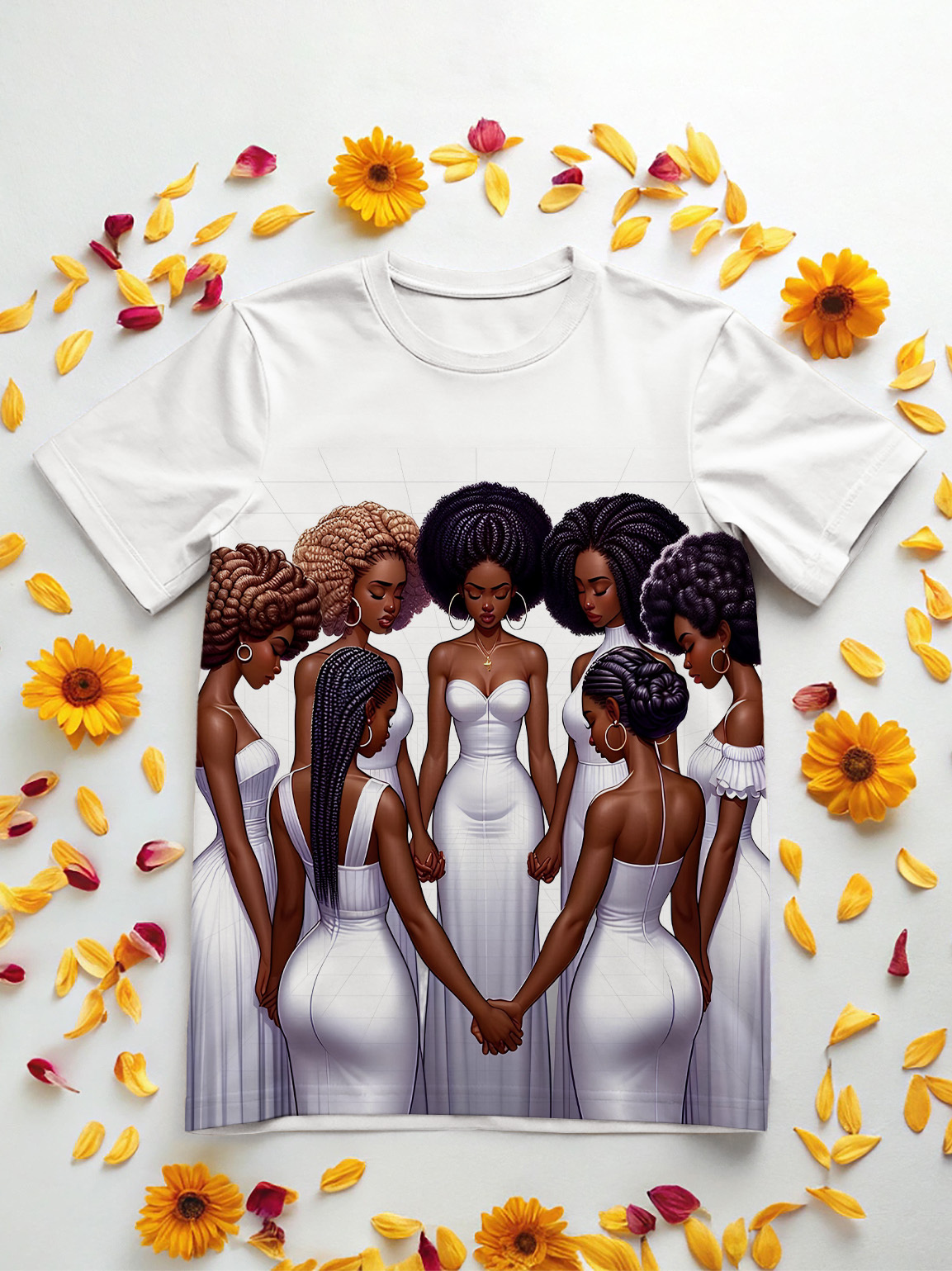 Women's Black Sisterhood Print Casual T-Shirt-Styleame