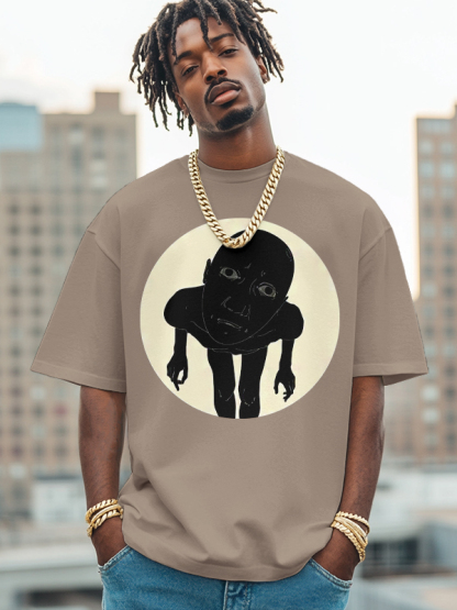 Men's Curious People Print Cotton Casual T-Shirt-Styleame