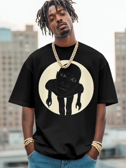 Men's Curious People Print Cotton Casual T-Shirt-Styleame