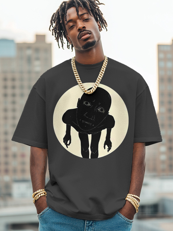 Men's Curious People Print Cotton Casual T-Shirt-Styleame