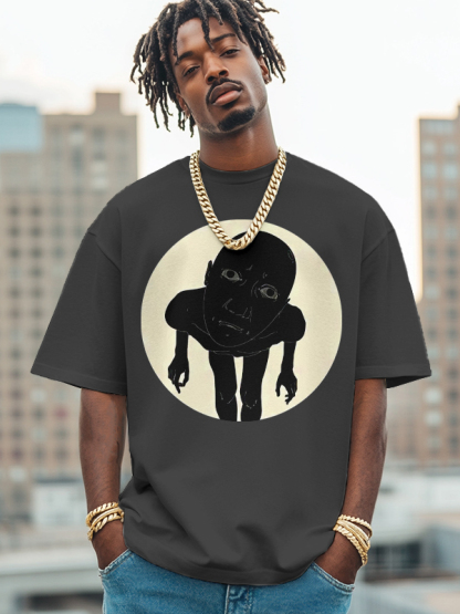 Men's Curious People Print Cotton Casual T-Shirt-Styleame