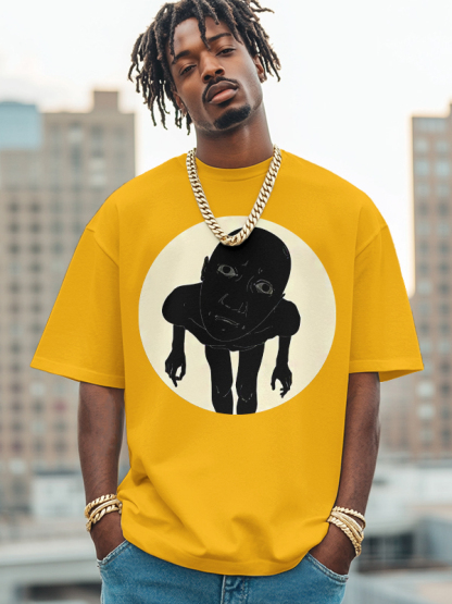 Men's Curious People Print Cotton Casual T-Shirt-Styleame