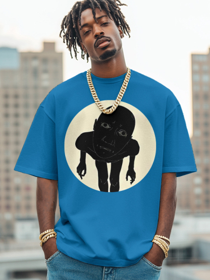 Men's Curious People Print Cotton Casual T-Shirt-Styleame