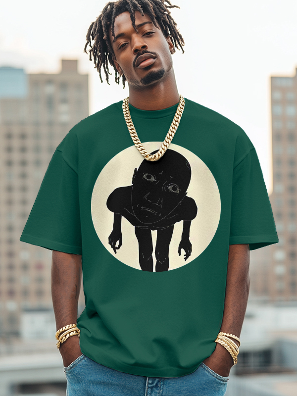 Men's Curious People Print Cotton Casual T-Shirt-Styleame