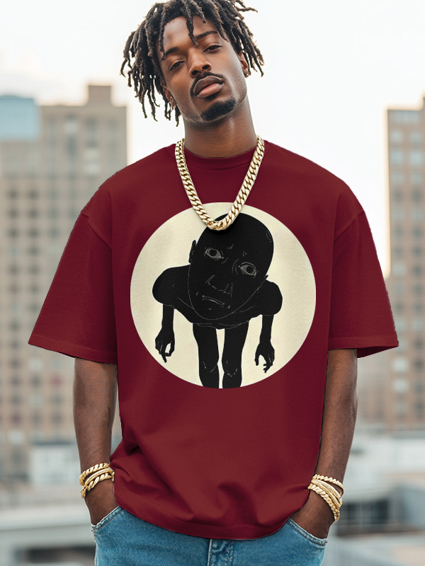 Men's Curious People Print Cotton Casual T-Shirt-Styleame