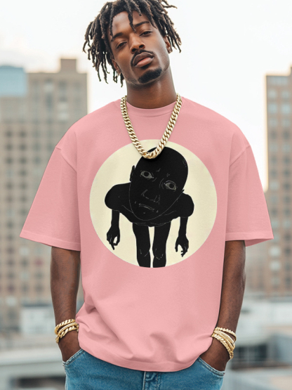 Men's Curious People Print Cotton Casual T-Shirt-Styleame