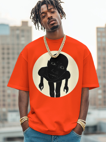 Men's Curious People Print Cotton Casual T-Shirt-Styleame